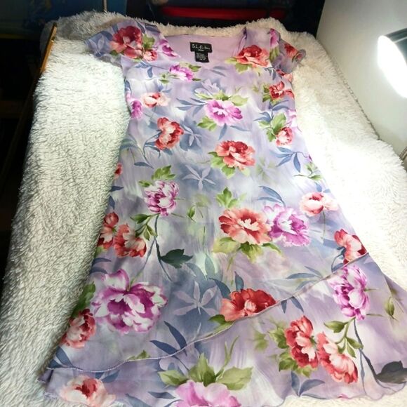 Vintage S.L Fashions Floral V-Neck Midi Dress Whimsy Flowy Femine Womans 10P.... - Picture 7 of 11